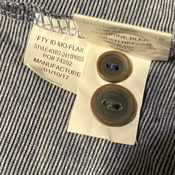 Retrofit MFG Co 3 Button Collared Pullover Mens Shirt Size‎ XL striped Navy Polo - Picture 7 of 9